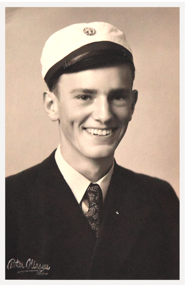 Bent Holm Thomsen som student i 1945. Han var en af de få på Fanø, der læste videre.